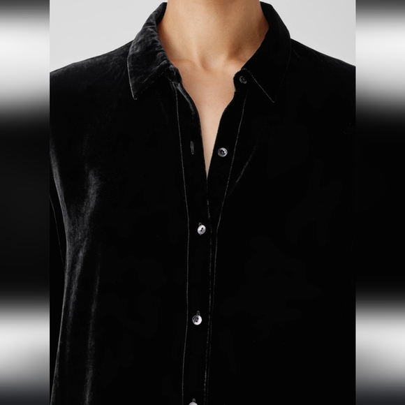 Eileen Fisher Velvet Classic Collar Long Shirt - Picture 3 of 9